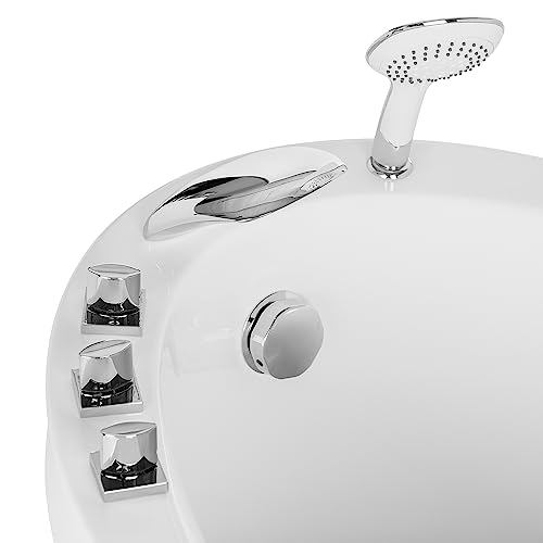 Empava 59 In. Left Drain Oval Deep Soaking Freestanding Bathtub In White #TOP5