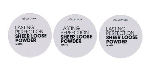 Collection Cosmetics Lasting Perfection Sheer Loose Powder, Lightweight Powder, Translucent, Pack of 3 x 10g