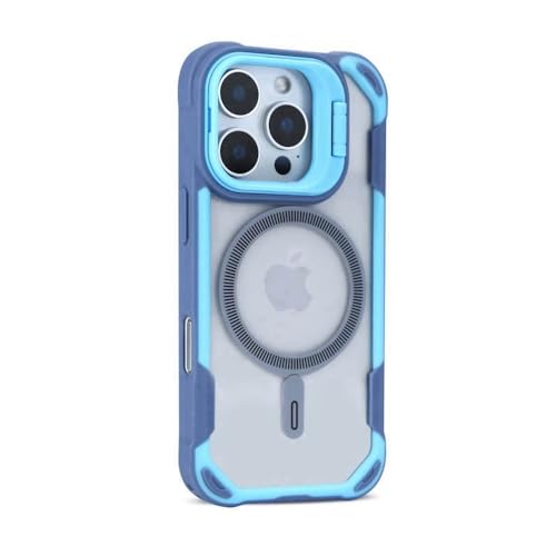 Étui magnétique pliable bleu pour iPhone 16 et 15 Pro Max