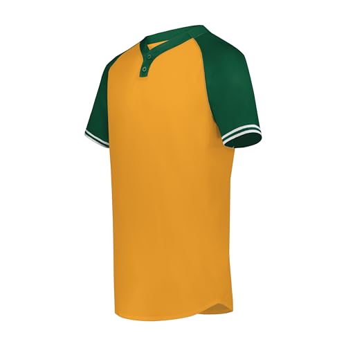 Augusta Sportswear Boys Cutter+ Henley Jersey, Gold/Dark Green, Medium
