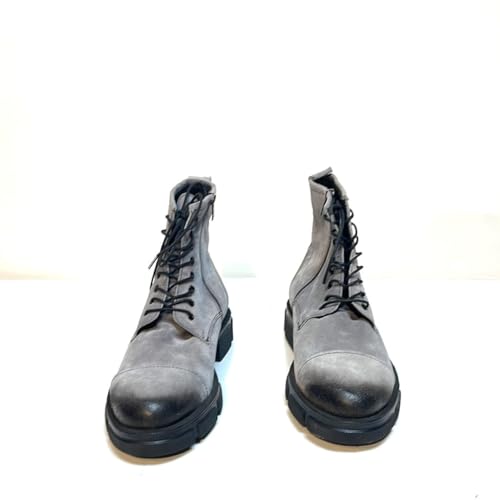Bottes gris ardoise en cuir souple pour femme avec fermeture zippee laterale