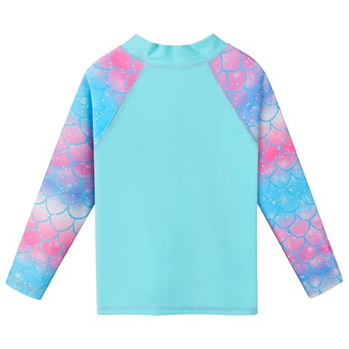 Image of BAOHULU Girls Swimsuit Two Piece Tankini UPF 50+ UV Protective Rash Guard Set 2-12 Years S473 BlueGirl 6A