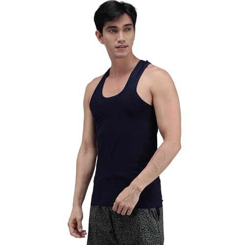 Image of Amul Comfy Men's Vest | Round Neck | Breathable Lightweight Innerwear | Moisture Wicking | Soft Feel | Pack of 8 | Color May Vary