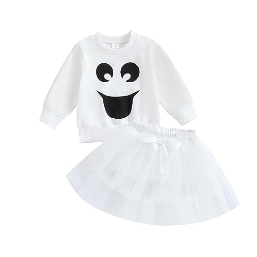 Disfraz de bebé niña de fantasma con sudadera y falda tul miniatura 1