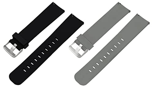 Image of ACM Pack of 2 Watch Strap Silicone Belt 22mm compatible with Beatxp Unbound Neo Smartwatch Casual Classic Band (Black /Grey)