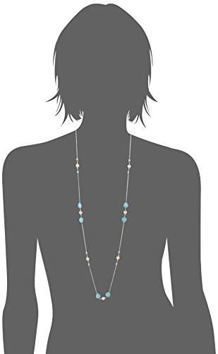 Amazon Collection Sterling Silver Linked Dyed Sea Blue Chalcedony Round Beads And Hearts Necklace, 36' #TOP1