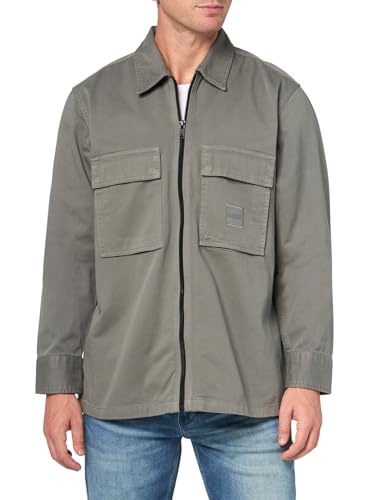 Image of BOSS Men's Twill Cargo Pocket Zip Up Overshirt