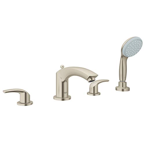 GROHE 25170ENA Eurosmart Four-Hole Roman Bathtub Faucet with Handshower, Brushed Nickel InfinityFinish GROHE 25170ENA Eurosmart Four-Hole Roman Bathtub Faucet with Handshower, Brushed Nickel InfinityFinish