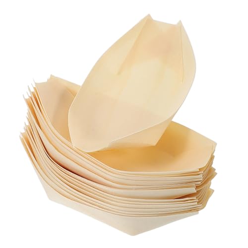 Beatifufu 50個 入り使い捨てクラフトペーパー食品トレイ 船型デザイン 防油加工 軽量スナックボックス バーベキューやフライドポテトに 店舗