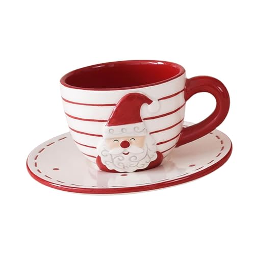Tasse et soucoupe Père Noël idéale pour un cappuccino au coin du feu
