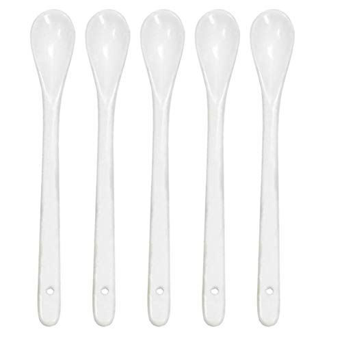 Froiny 5pcs Porcelaine Oeufs Cuiller pour Desserts Café Thé, Cuillère en Céramique, Vaisselle Thé Petit Cuillère
