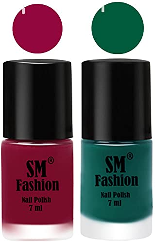 Image of Long Lasting Nail Polish | Nail Paint Combo 7 ml Each) - Set of 2 Cherry Blossom-Green