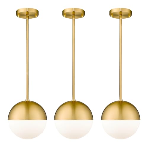 LMS 8 Inch Mid Century Pendant Lights, Brushed Gold Kitchen