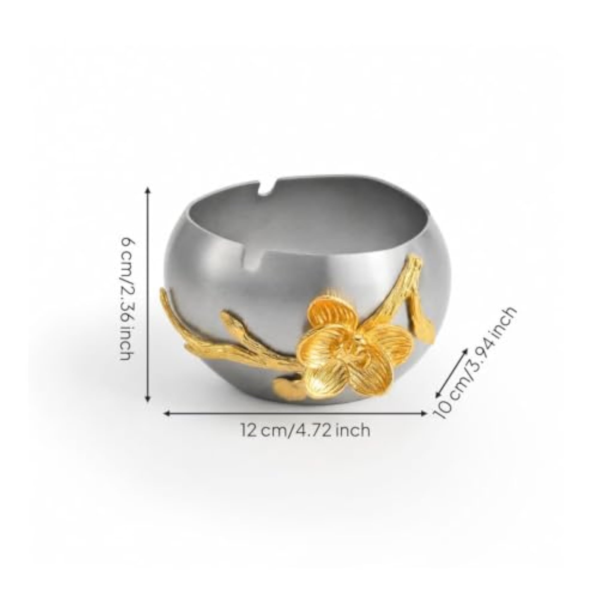Stainless Steel Decorative Vessel with Flower Accent