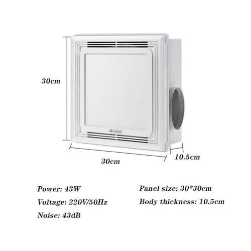 Ventilador de ventilación para baño con iluminación, extractor silencioso potente integrado en techo, 30 x 30 cm miniatura 2