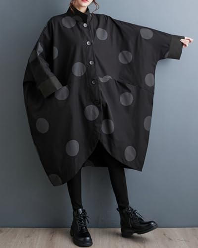 Women's Vintage Polka Dot Trench Coat