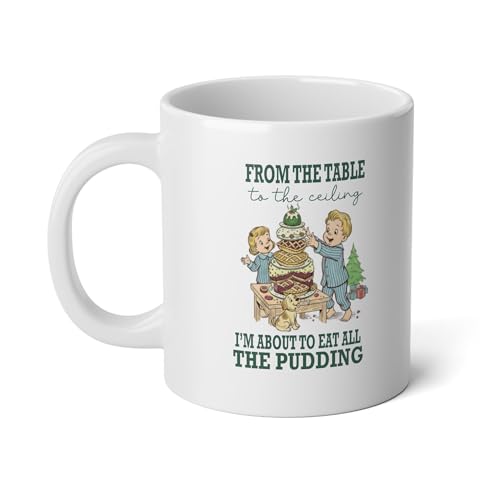 Comparison: Best Microwave Xmas Pudding 5 Funny Christmas Coffee Mug 20oz Jumbo | 'Eat All The Pudding' Holiday Tea Cup | Vintage Kids & Dog Design | Unique Xmas Gift