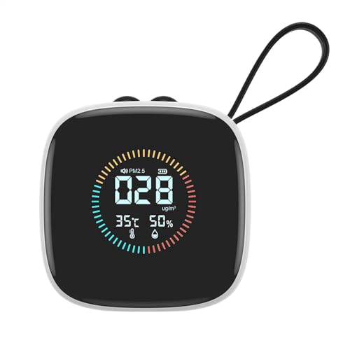 Detector de calidad del aire – Detector de radón doméstico, probador de calidad del aire doméstico | Monitor de calidad del aire portátil, detector de humedad y temperatura, correa de