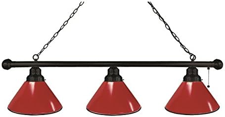 Red 3 Shade Billiard Light with Black Fixture by Holland Bar Stool