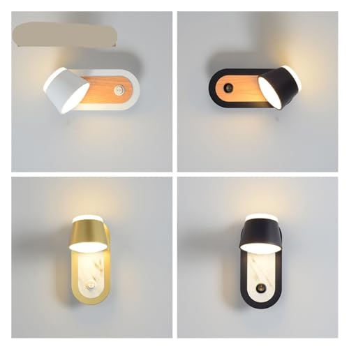 Lámparas de pared modernas de madera con interruptor y luz cálida para cabecera 2