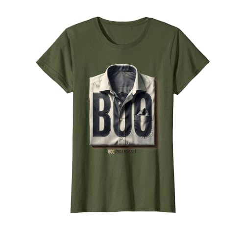 Boo And I Mean It Funny Halloween Design T-Shirt, Women, Olive Green, Small