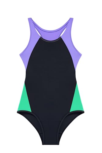 Image of Beautikini Period Swimwear One Piece Leakproof Menstrual Swimsuit Racerback Color Block Bathing Suit for Teen Girls Women