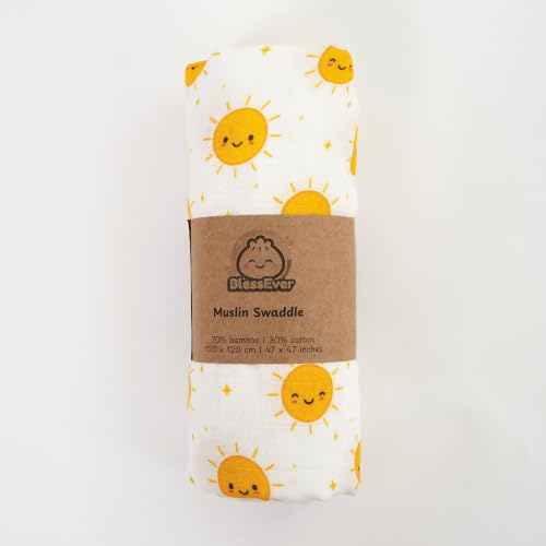 Image of Muslin Swaddle Blanket for Unisex, Soft Breathable and Skin-Friendly, You are My Sunshine, Baby Swaddles for Boys & Girls, Newborn Receiving Blanket, Blankets Babies, Large 42 x 47 inches