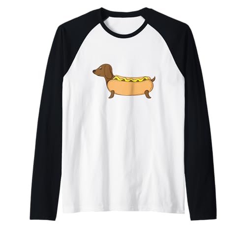 Hot Dog lustiger Hund im Brötchen Raglan