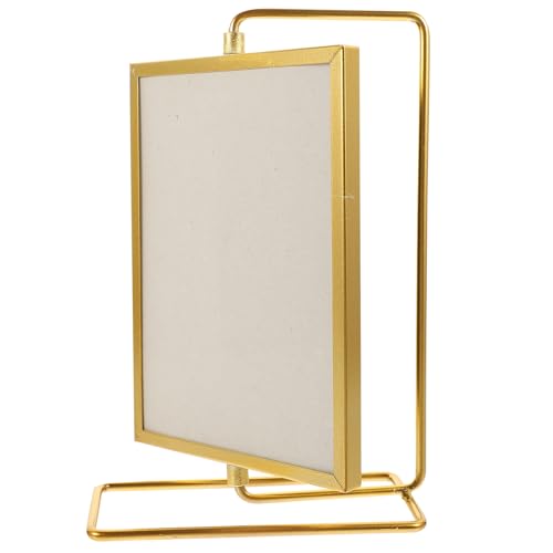 TOYANDONA Marco de Fotos Giratorio Metálico Cuadrado Medio Color Dorado para Escritorio Decoración del Hogar Portafotos Vintage para Fotos de Festivales y Recuerdos Familiares