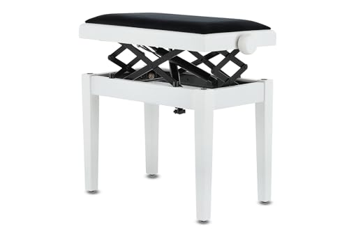 GEWA Banc de piano Deluxe Autolift avec réglage confortable de la hauteur, bois massif, blanc mat - Les Beatles, Paul McCartney, John Lennon, RIngo Starr, George Harrison GEWA Banc de piano Deluxe Autolift avec réglage confortable de la hauteur, bois massif, blanc mat – Image 5