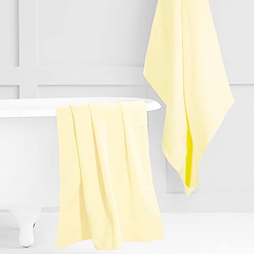 Textile Do Extra Large Super Jumbo Bath Sheet Towel 100% Egyptian Cotton XL Bath Sheets(100 x 200 cm-600 GSM) (Lemon)