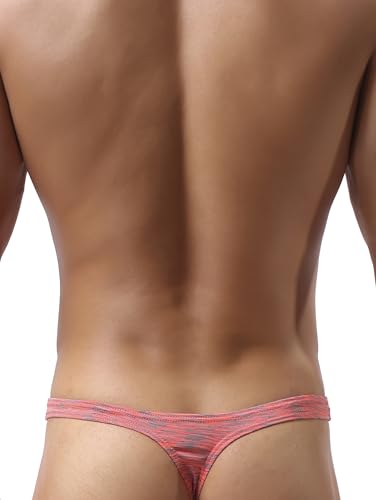iKingsky Men's Colorful Big Pouch Thong Underwear Sexy Low Rise Bulge Mens T-back Under Panties