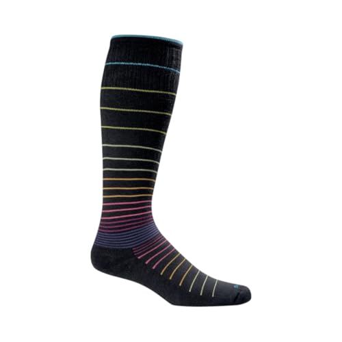 Sockwell Women's Circulator Moderate Graduated Compression Sock, Black Stripe -
