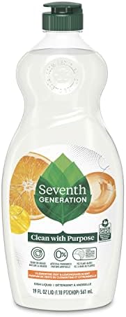Seventh Generation Liquid Dish Soap, Clementine Zest & Lemongrass, Tough on Grease, 19 Fl Oz