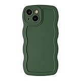 Caseative Solid Color Curly Wave Frame Soft Compatible with iPhone Case (DGreen,iPhone X/Xs)