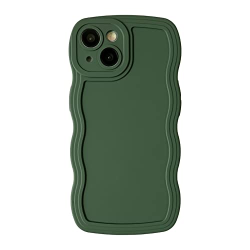 Caseative Solid Color Curly Wave Frame Soft Compatible With Iphone Case (Dgreen,Iphone X/Xs) #TOP15