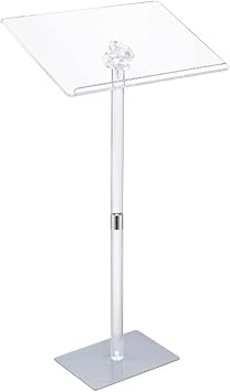 TAYTHI Acrylic Podium, Clear Acrylic Podium, Portable Church Podium, Lecture Podium, Reception Desk, Podium, Lecture Podium, Podium Table, Adjustable Tilt, Ideal for Church, Wedding, Meeting Room,