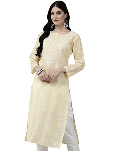 Image of Ada Hand Embroidered Lucknowi Chikankari Cotton Kurta for Women A133488