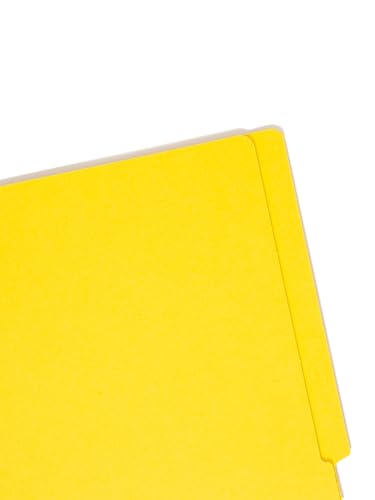 Image of Smead End Tab Fastener File Folder, Shelf-Master Reinforced Straight-Cut Tab, 2 Fasteners, Letter Size, Yellow, 50 per Box (25940)