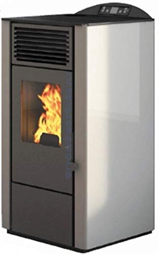  Stufa a Pellet Lory 9 Kw Bianca Scarico Posteriore E Superiore Con Telecomando