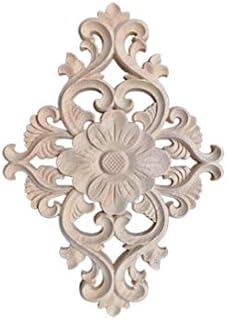 SUPVOX Wooden Carved Onlay Applique Shaped Unpainted Door Applique Vintage European Style Carved Decal for Furniture Decoration 21 * 15 * 0.8cm