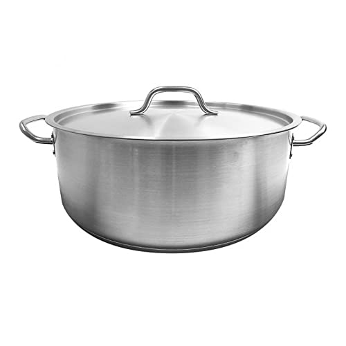TrueCraftware- 25 Quart Stainless Steel Braiser Pot with Encapsulated Base and Cover - Heavy-Duty Brazier Pot Cookware Braiser for Soup Meat Bread Baking Dishwasher Safe and Oven Safe NSF Certified
