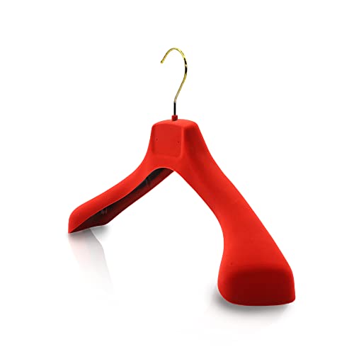 Kiroplast 6 Kleiderbügel aus Samt für Schulter breite Schulter Beflockt rutschfest Krücken Jacken 42 cm (Rot) Cover