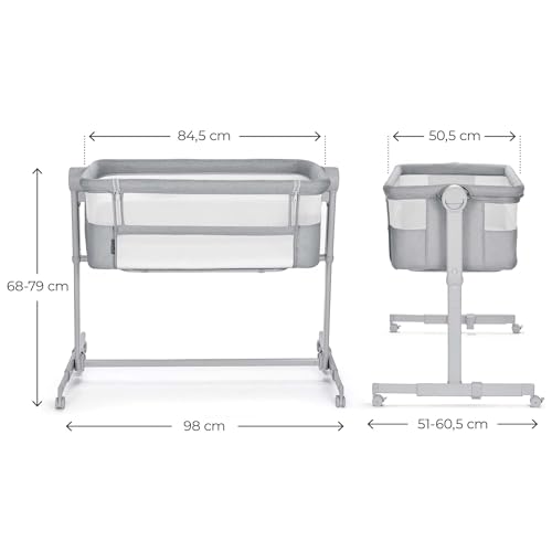 Variante de Kinderkraft cuna colecho Nestee UP 2 Gris con colchón