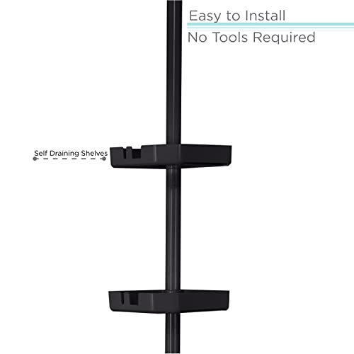 Bath Bliss 4 Tier Tensions Corner Shower Caddy Shelves Adjustable 48“-101” Bathroom Organizer Bathtub And Shower Stall Holds Large Bottles Soap Shampoo Washcloths Matte Black #TOP3
