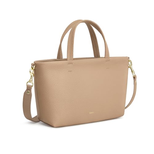 Kattee Leather Purses for Women, Small Crossbody Bags for Women, Top Handle Tote Handbags with Zipper Closure, Apricot
