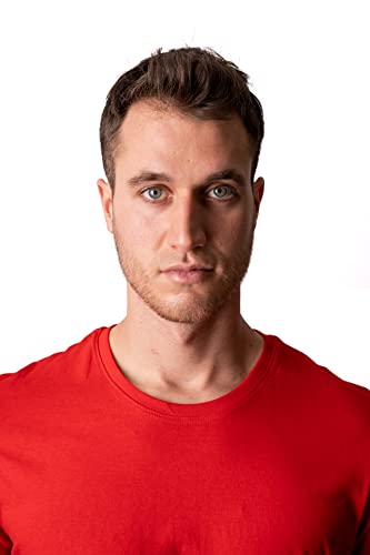 Camiseta Básica Regular Fit Manga Corta para Hombre - 100% Algodón (M, Rojo)