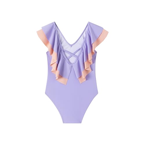 LIZENS Girls One Piece Swimwear Ruffle Flounce Criss-Cross Beach Bathing Suit 2-12 Years Swimsuit for Kids2