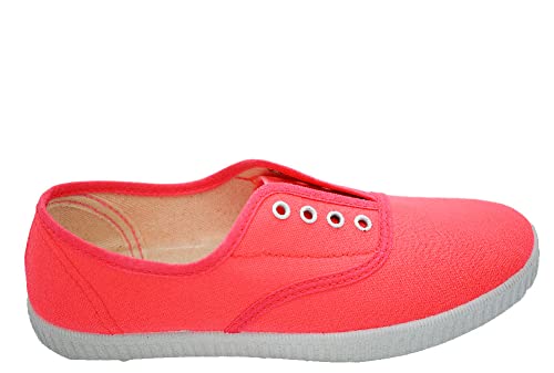 Playera Cano Confort 63 INGLÉS Zapatilla ELÁSTICO Lona FLÚOR Fuxia 16342 (Fuxia, Numeric_30)