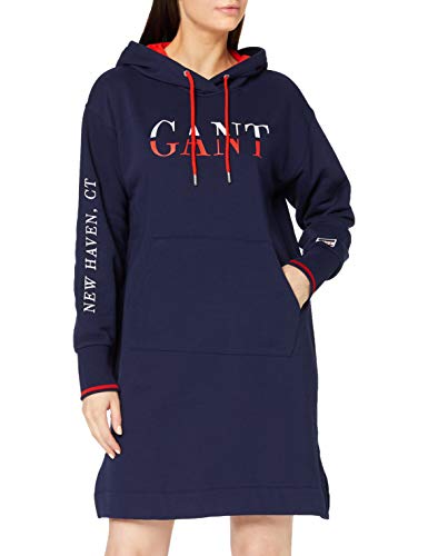 Preisvergleich Produktbild GANT Damen D1. Graphic Sweat Hoodie Dress Kleid, Classic Blue, XL